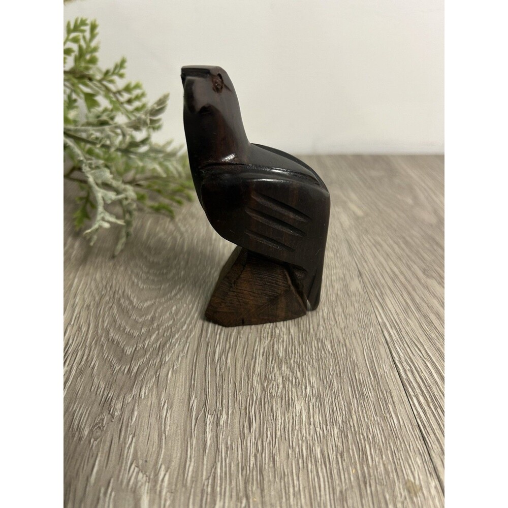 Vintage MCM Hand Carved Mahogany Wooden Eagle Figurine